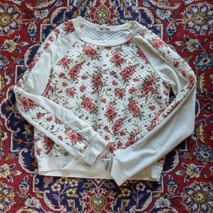 Floral Sweatshirt with Raglan-style Sleeves